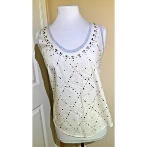J CREW Tank Top Womens Small White Studded Grey Back